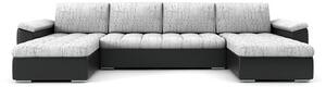 VEGAS 320/160 U alakú kinyitható kanapé Világos szürke / fekete ökobőr