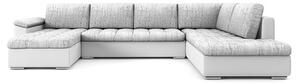 VEGAS 315/190 U alakú kinyitható kanapé Világos szürke / fehér ökobőr Jobb