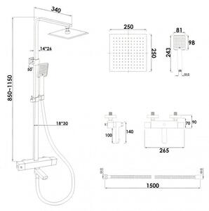 Yoka Capri 3 funkciós zuhanyrendszer termosztátos csapteleppel - fekete