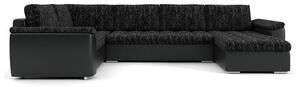 VEGAS 315/195 U alakú kinyitható kanapé Fekete / fekete ökobőr Bal