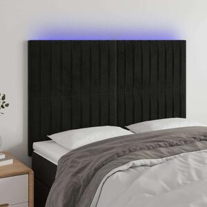 VidaXL Fekete Bársony LED Fejtámla - 144x128cm