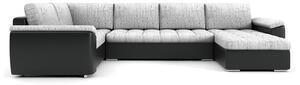 VEGAS 315/195 U alakú kinyitható kanapé Világosszürke / fekete ökobőr Bal