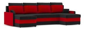 MILTON III U alakú kinyitható kanapé Fekete /piros