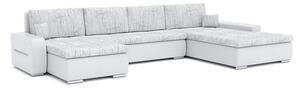 TORONTO U alakú kinyitható kanapé Jobb Világos szürke / fehér ökobőr