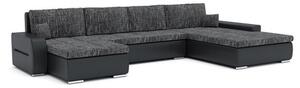 TORONTO U alakú kinyitható kanapé Jobb Sötétszürke / fekete ökobőr