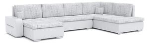 TORONTO 310/190 U alakú kinyitható kanapé Jobb Világos szürke / fehér ökobőr