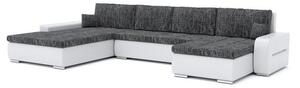 TORONTO U alakú kinyitható kanapé Bal Sötétszürke / fehér ökobőr