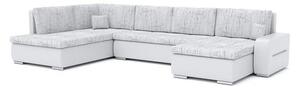 TORONTO 310/190 U alakú kinyitható kanapé Világos szürke / fehér ökobőr Bal