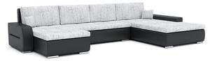 TORONTO U alakú kinyitható kanapé Jobb Világos szürke / fekete ökobőr