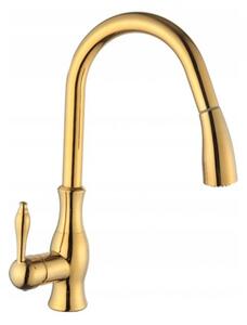 Mexen Savita kihúzható zuhanyfejes mosogató csaptelep - arany (672601-50)