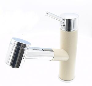 Gamma Mix kihúzható zuhanyfejes mosogató csaptelep - bézs / króm
