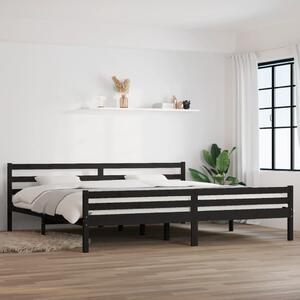 Fekete tömör fa ágykeret 200x200 cm