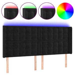 VidaXL Fekete Bársony LED Fejtámla - 203cm