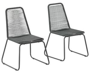 2 db fekete polyrattan kültéri szék