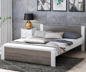 AMI bútorok DMD3 ágy 140x200cm fehér + szarvasgombás tölgy
