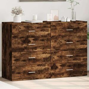 VidaXL 2 db füstös tölgy színű szerelt fa tálalószekrény 60x39x80 cm