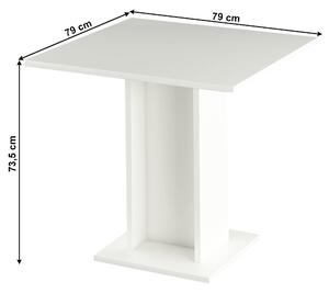 KONDELA Étkezőasztal, fehér, 79x79 cm, EUGO