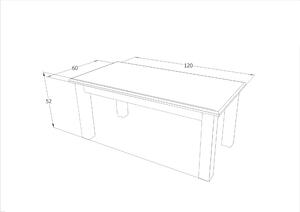 Dohányzóasztal, Fenyőfa Poprad Fehér / Természetes, Sz120xM60xM52 cm