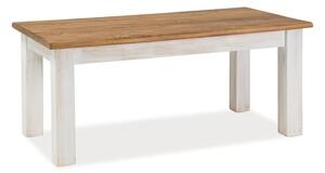 Dohányzóasztal, Fenyőfa Poprad Fehér / Természetes, Sz120xM60xM52 cm