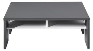 Dohányzóasztal, Forgácslap és MDF Madeline Grafitszürke / Fehér, H110xSz65xM40 cm