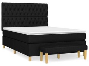 Elegáns Fekete Szövet Ágy Matraccal - 140x190 cm