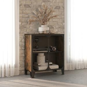 Rusztikus barna fém és MDF tárolószekrény 72 x 36 x 82 cm