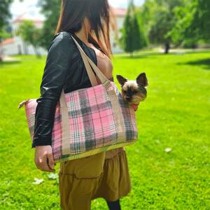 TEMPO-KONDELA MANIK TYP 3, kutyahordozó táska, nagy, rózsaszín/mintás, 45x28x33cm