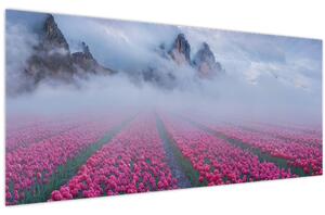 Kép - Tájkép tulipánmezőkkel (120x50 cm)