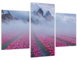 Kép - Tájkép tulipánmezőkkel (90x60 cm)