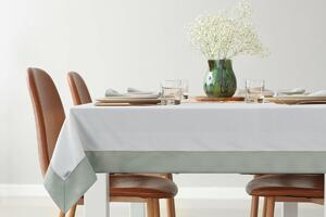 Sylvia asztalterítő olívazöld színű széles peremmel Natúr 140x180 cm