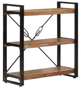 3 szintes újrahasznosított fa és vas könyvespolc 77x30x80 cm