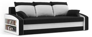 HEWLET kinyitható kanapé polccal Fekete-fehér