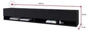 MENDES A 3 TV asztal, 180x30x31, fekete/jodelka, LED nélkül