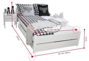 DAVON ágy + ágyrács AJÁNDÉK, 140x200, fehér