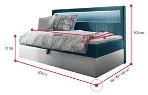 ELIZA kárpitozott ágy + topper, 80x200, fresh 17