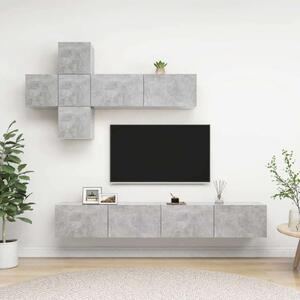 VidaXL 7 részes betonszürke szerelt fa TV-szekrényszett