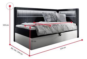 ELIZA 2 kárpitozott ágy + topper, 80x200, fresh 8, jobb
