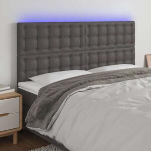 VidaXL LED-es Ágyfejtámla - Szürke Műbőr - 180x5x118/128cm