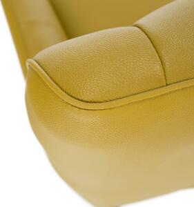 Dizájner fotel, bőr/ekobőr, sárga/fekete, LINSY