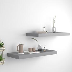 2 db szürke MDF fali polc 60 x 23,5 x 3,8 cm