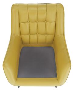 Dizájner fotel, bőr/ekobőr, sárga/fekete, LINSY