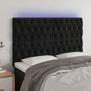 VidaXL fekete bársony LED-es fejtámla 160x7x118/128 cm