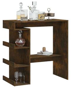 Bárasztal - Füstös Tölgy - Tárolópolcokkal - 100x50x101,5cm