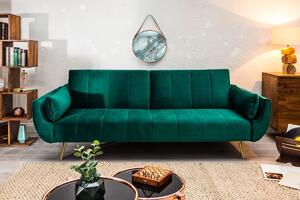 Nyitható ülőgarnitúra Amiyah 215 cm smaragdzöld bársony