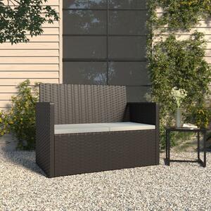 Fekete polyrattan kerti pad párnákkal 105 cm