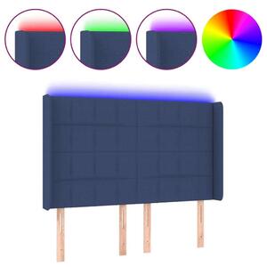 VidaXL kék szövet LED-es fejtámla 147x16x118/128 cm