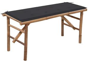 Összecsukható bambusz kerti pad párnával 118 cm
