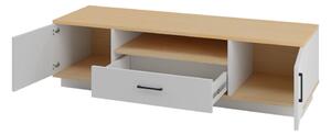 SANTIGO TV asztal, 160x45x50, fehér/tölgy