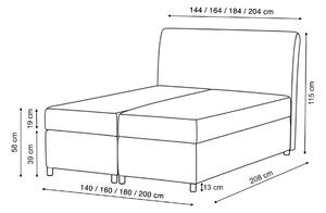 Wilsondo FAVA kárpitozott boxspring ágyneműtartós ágy fedőmatraccal - krémszínű Velvet Méret: 140x200