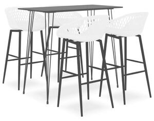 Modern Bárszett - Fekete Asztal, Fehér Székek - 5 részes
